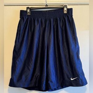Vintage Nike Basketball Shorts Mens Large Navy Blue Silky Shiny Dazzle Baggy Y2K